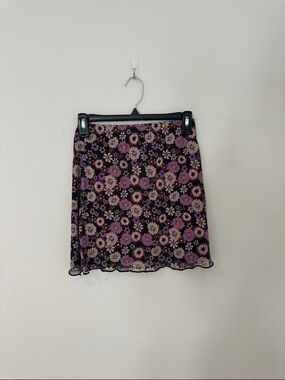 Nasty Gal Floral A-Line Mini Skirt in Black and Purple Flowers Size 6